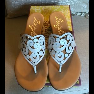 Brighton Lavern Optic White Leather Wedge Sandal